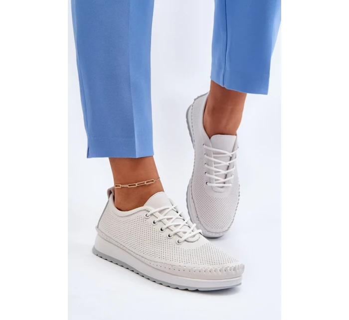 Dámské kožené sportovní boty tenisky bílé Lalnai Dámské kožené sportovní boty tenisky bílé Lalnai