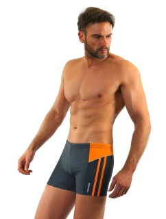 Plavecké boxerky 384 šedo-oranžové - Sesto Senso