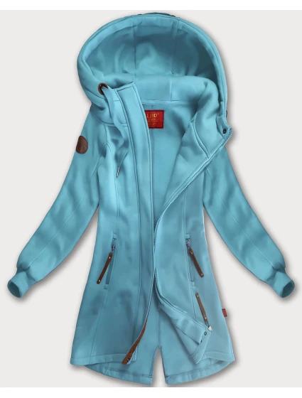 Světle modrá dlouhá dámská mikina s kapucí model 21240174 - LHD
