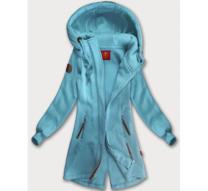 Světle modrá dlouhá dámská mikina s kapucí model 21240174 - LHD