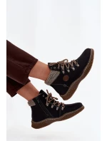 Zateplené kotníkové boty trapery dámské černé model 21714493 - Boto