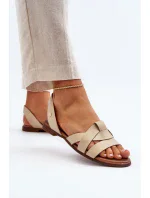 Zazoo Pohodlné kožené nazouvací sandály, béžová Zazoo Pohodlné kožené nazouvací sandály, béžová