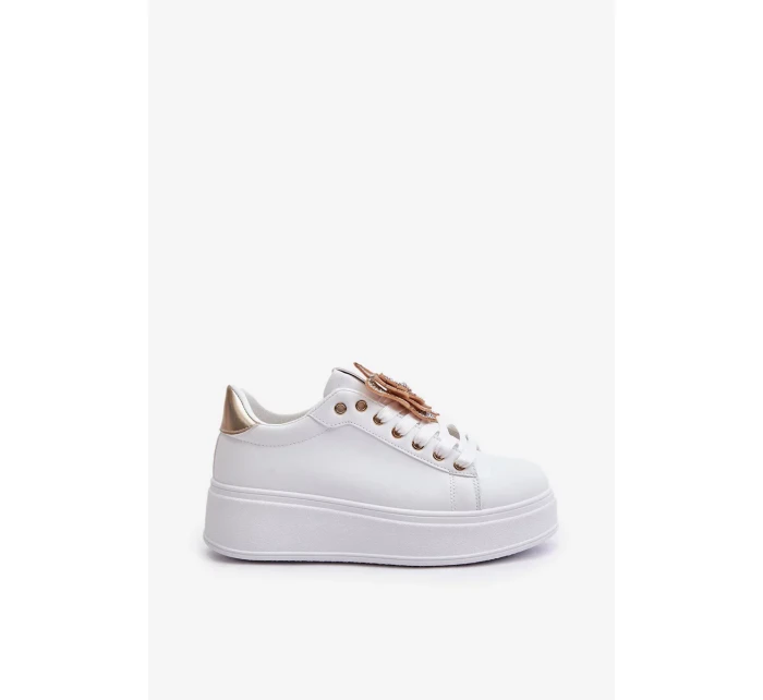 Dámské Tenisky Na Platformě S Motýlem Bílo-Zlaté Naritevia