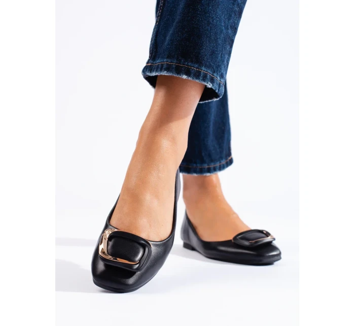 Luxusní dámské  baleríny černé bez podpatku