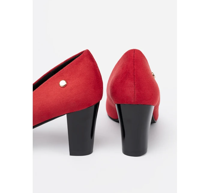 Jedinečné  lodičky červené dámské na širokém podpatku