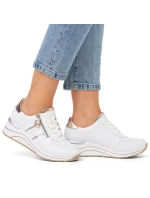 Dámské kožené tenisky na platformovém podpatku bílé Remonte Rieker D0T04-80