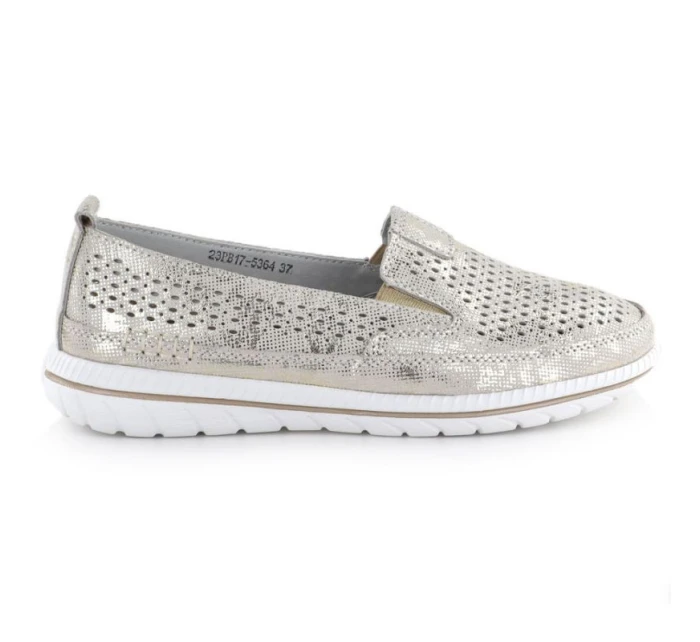 Dámské zlaté prolamované kožené polobotky Jezzi 5364