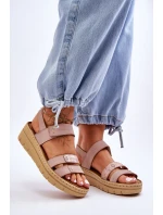 Dámské kožené sandály se suchým zipem růžové Fresh Look