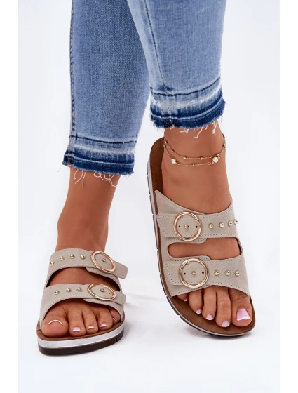 Pohodlné dámské pantofle béžové model 21697980 - Inblu