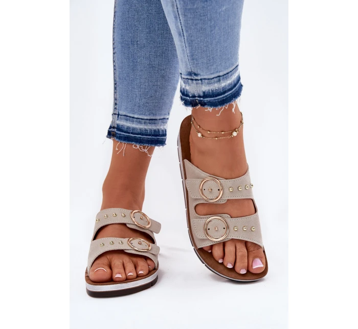 Pohodlné dámské pantofle béžové model 21697980 - Inblu