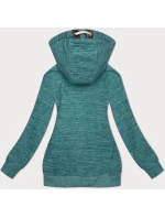 Rozepínací dámská polarová (fleecová) mikina v tyrkysové melanžové barvě (2310)