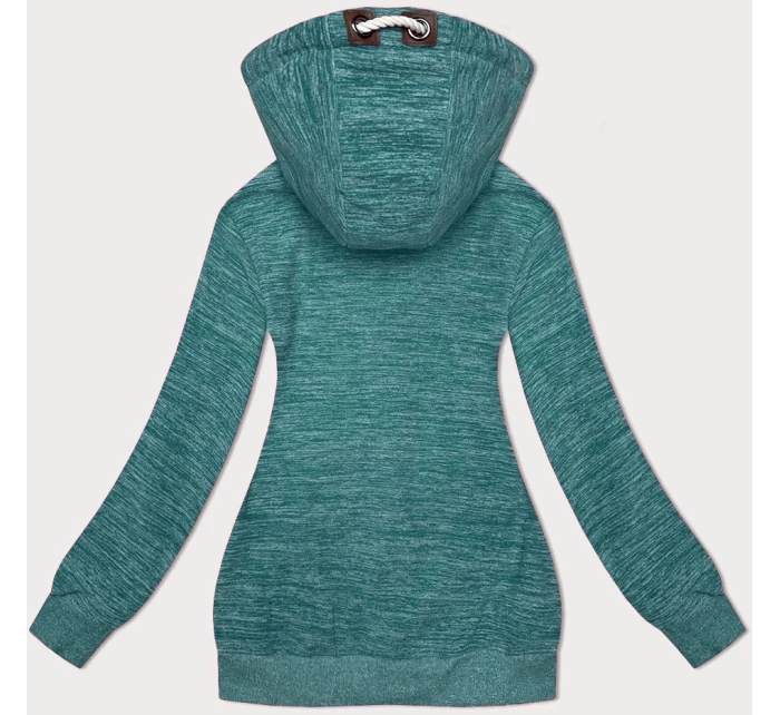 Rozepínací dámská polarová (fleecová) mikina v tyrkysové melanžové barvě (2310)
