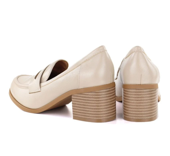 Dámské polobotky lords on heel beige M.Daszynski MR2201D-3A