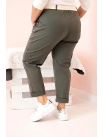 Dámské kalhoty Punto Milano Winter Plus Size s páskem khaki Dámské kalhoty Punto Milano Winter Plus Size s páskem khaki