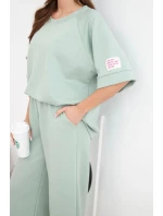 Dámský komplet z viskózy mikina a široké kalhoty máslový tmavě model 22014185 - K-Fashion