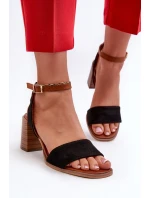 Dámské sandály na podpatku z ekologického semiše černé Ronvia Dámské sandály na podpatku z ekologického semiše černé Ronvia