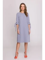 Šaty áčkového střihu s rukávy  šedá model 20966070 - STYLOVE