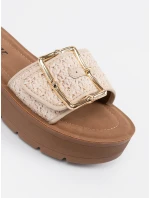 Pohodlné  nazouváky dámské Jasnobeżowy platforma