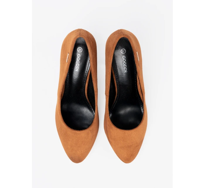 Pěkné  lodičky Jasnobrązowy dámské na širokém podpatku