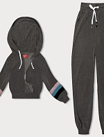 Dámská tepláková souprava s barevnými vložkami grafitová (AMG-346A)