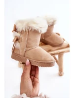 Dětské Teplé Sněhule Semišové s Světle béžove model 21597131 - Boto Dětské Teplé Sněhule Semišové s Světle béžove model 21597131 - Boto