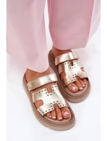 Dámské Pantofle Z Přírodní Kůže Na Platformě Zazoo 40440 Zlaté Dámské Pantofle Z Přírodní Kůže Na Platformě Zazoo 40440 Zlaté