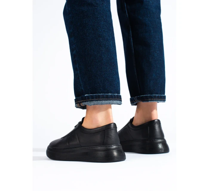 Krásné  polobotky černé dámské bez podpatku