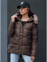 Dámská zimní bunda s kapucí STELLAR hnědá FashionStreet TY4493 Dámská zimní bunda s kapucí STELLAR hnědá FashionStreet TY4493