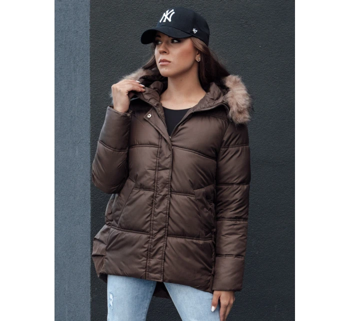 Dámská zimní bunda s kapucí STELLAR hnědá FashionStreet TY4493 Dámská zimní bunda s kapucí STELLAR hnědá FashionStreet TY4493