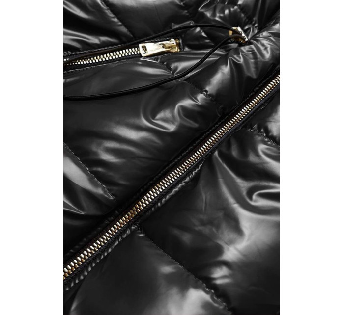 Lesklá černá vesta s kapucí model 17998055 - S'WEST
