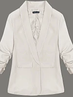 Tenká bunda s volánkovými rukávy světle béžová (22-356)