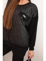 Dámský komplet z viskózy s prošívanou mikinou a kalhotami černý Dámský komplet z viskózy s prošívanou mikinou a kalhotami černý