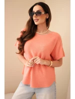 Svetr dámský s krátkým rukávem volného střihu model 22010174 - K-Fashion