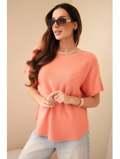 Svetr dámský s krátkým rukávem volného střihu model 22010174 - K-Fashion