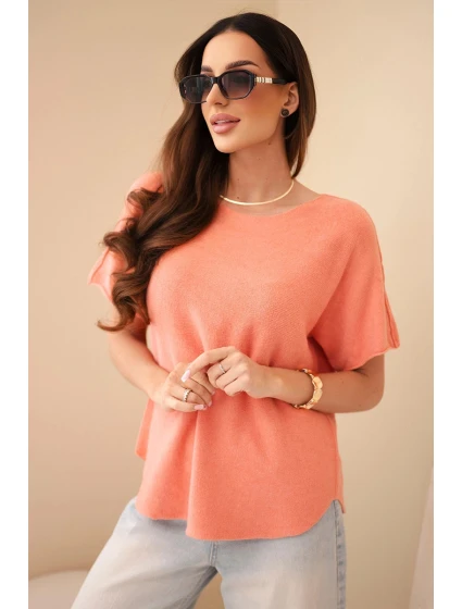 Svetr dámský s krátkým rukávem volného střihu model 22010174 - K-Fashion