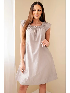 Dámské bavlněné šaty s nabráným výstřihem a volánem fango