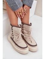 Dámské Sněhule S Na Platformě Světle Béžové model 21680230 - Boto Dámské Sněhule S Na Platformě Světle Béžové model 21680230 - Boto