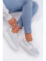 Dámské tenisky na platformě z eko semiše modré Cadrina Dámské tenisky na platformě z eko semiše modré Cadrina