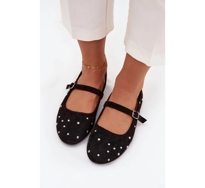 Dámské zdobené baleríny s páskem Olivisse – černé