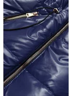 Tmavě modrá lesklá vesta s kapucí (B9782-3) Tmavě modrá lesklá vesta s kapucí (B9782-3)