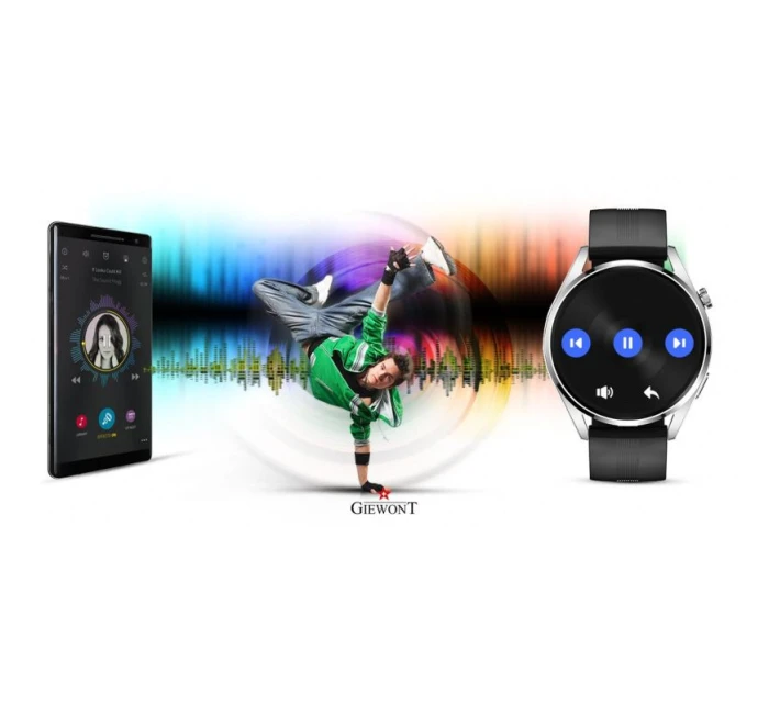 GIEWONT Vertex SmartCall GW450-4 Silver/Carbon Silicone Smartwatch