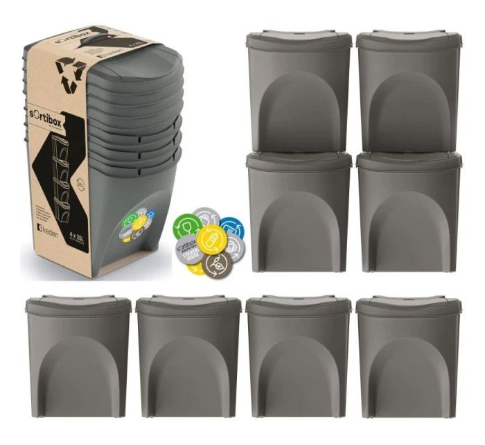 Odpadkové koše 25 l sortibox set4 ks šedý kámen dětské