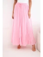 Dámská maxi bavlněná sukně s gumou v pase bonbónově růžová