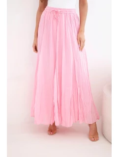 Dámská maxi bavlněná sukně s gumou v pase bonbónově růžová