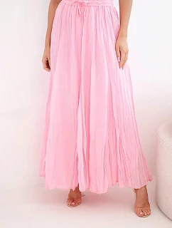 Dámská maxi bavlněná sukně s gumou v pase bonbónově růžová