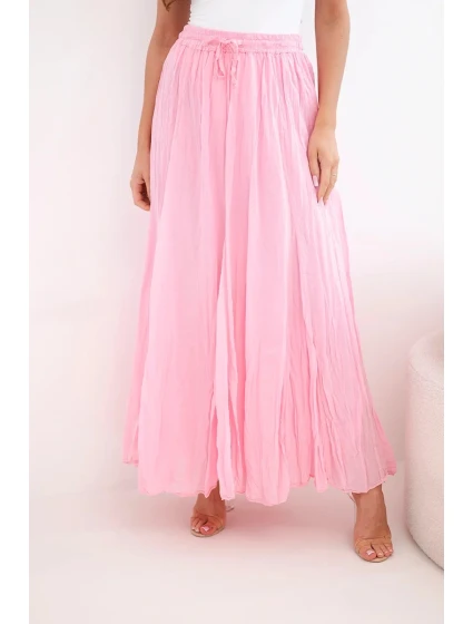 Dámská maxi bavlněná sukně s gumou v pase bonbónově růžová