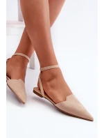 Šněrovací baleríny z ekokože s  béžové model 21666756 - Boto