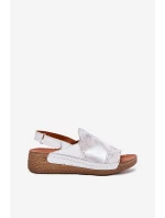 Dámské Kožené Sandály Na Klínu S Pletením model 21702005 Bílé - Maciejka