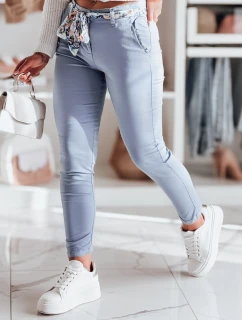 Dámské látkové chinos kalhoty s páskem modré Dstreet model 21986205 - FashionStreet