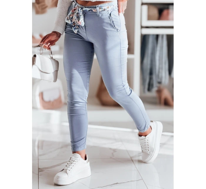 Dámské látkové chinos kalhoty s páskem modré Dstreet model 21986205 - FashionStreet